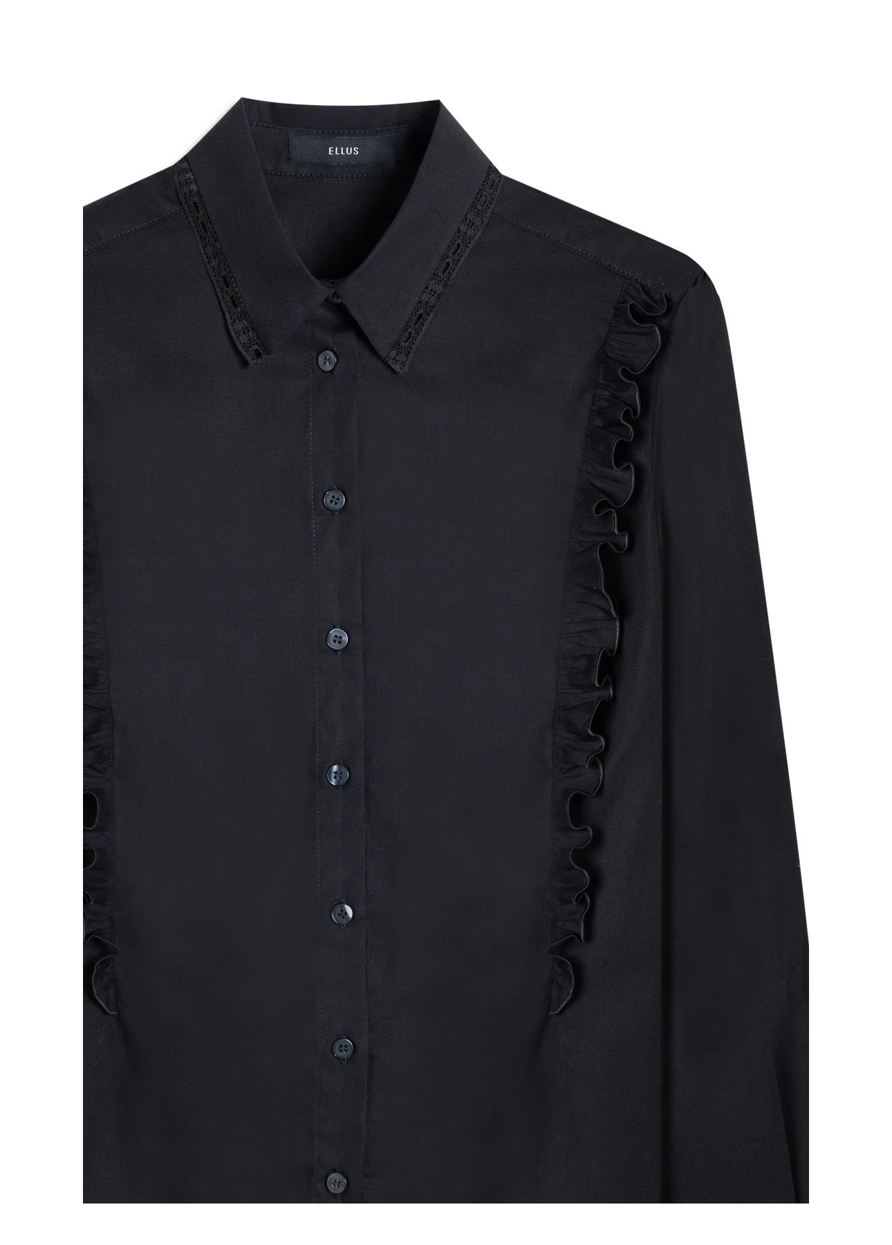 Galles Ruffled Shoulders Slim Preto