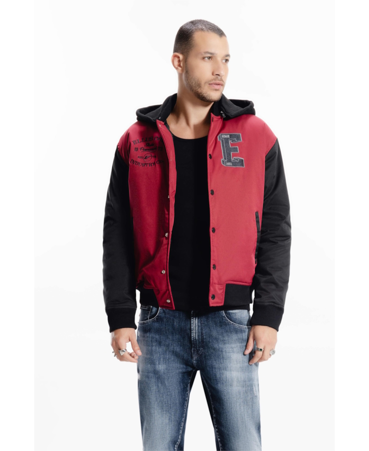 Jaqueta Baseball Ny Embroidery Bordeaux