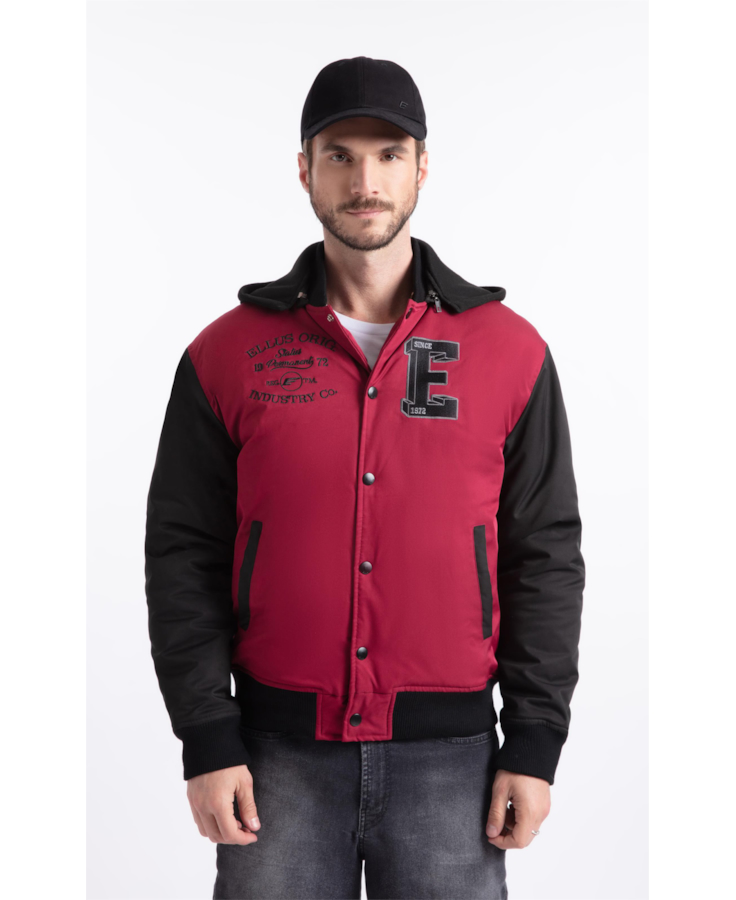 Jaqueta Baseball Ny Embroidery Bordeaux