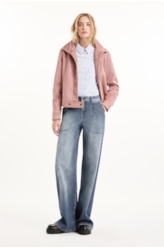 Jaqueta Biker Washed Suede Blush