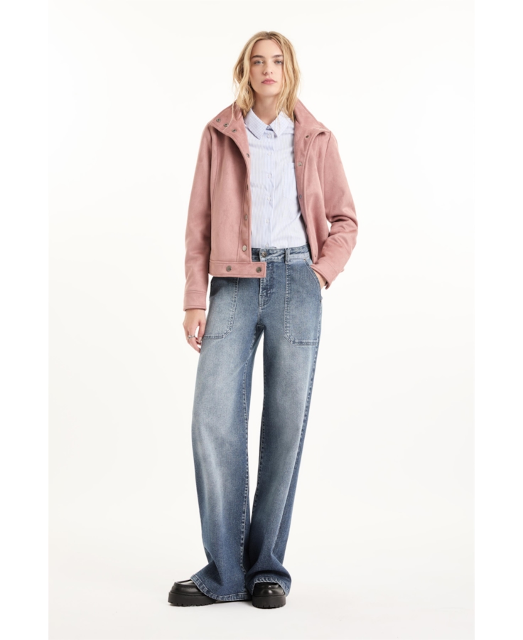 Jaqueta Biker Washed Suede Blush