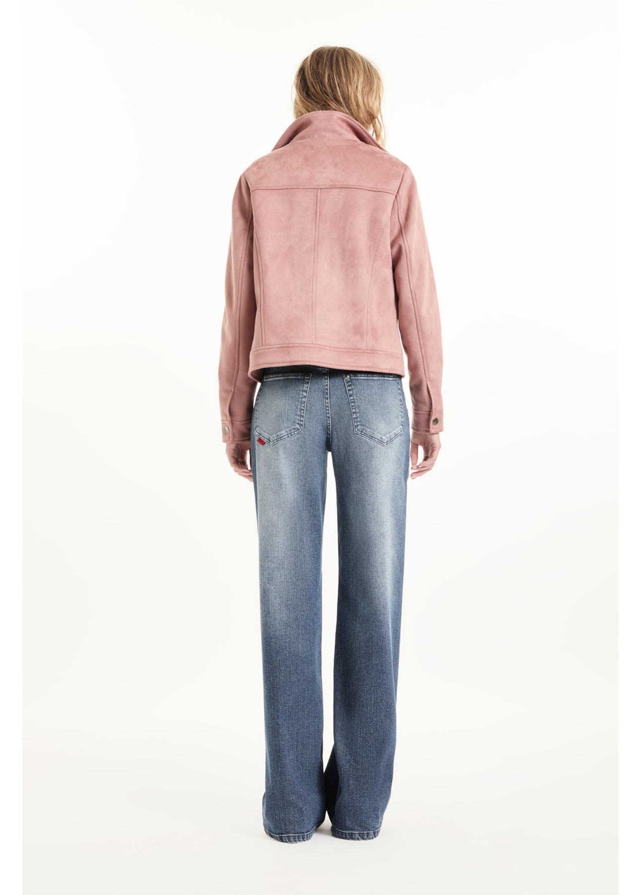 Jaqueta Biker Washed Suede Blush