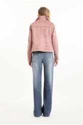 Jaqueta Biker Washed Suede Blush