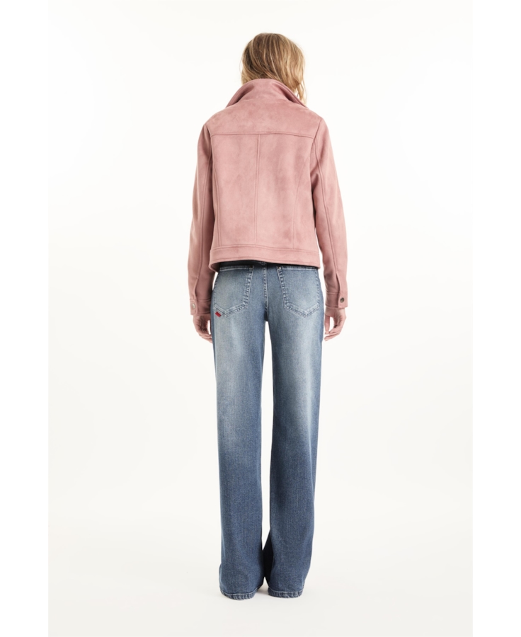 Jaqueta Biker Washed Suede Blush