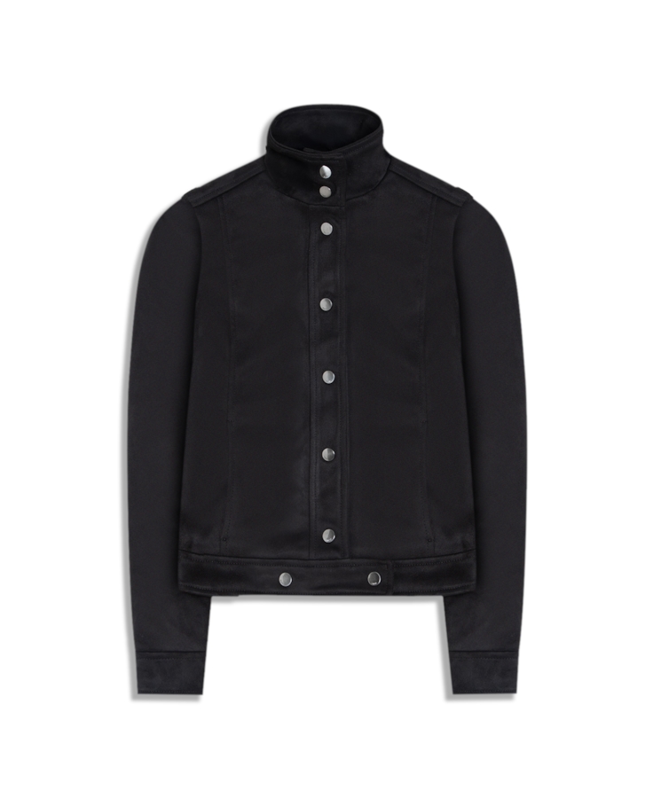 Jaqueta Biker Washed Suede Preto