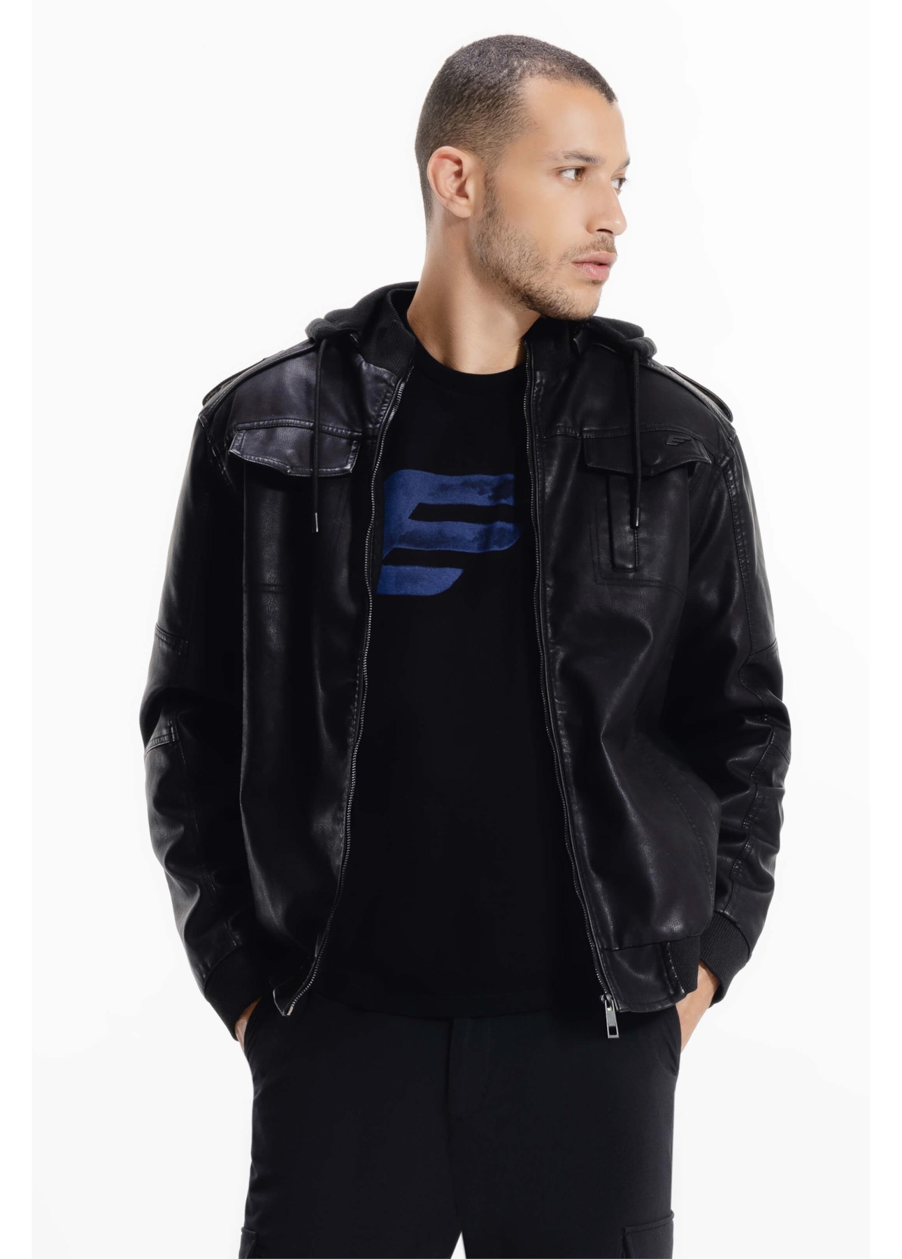 Jaqueta Bomber Hood Preto