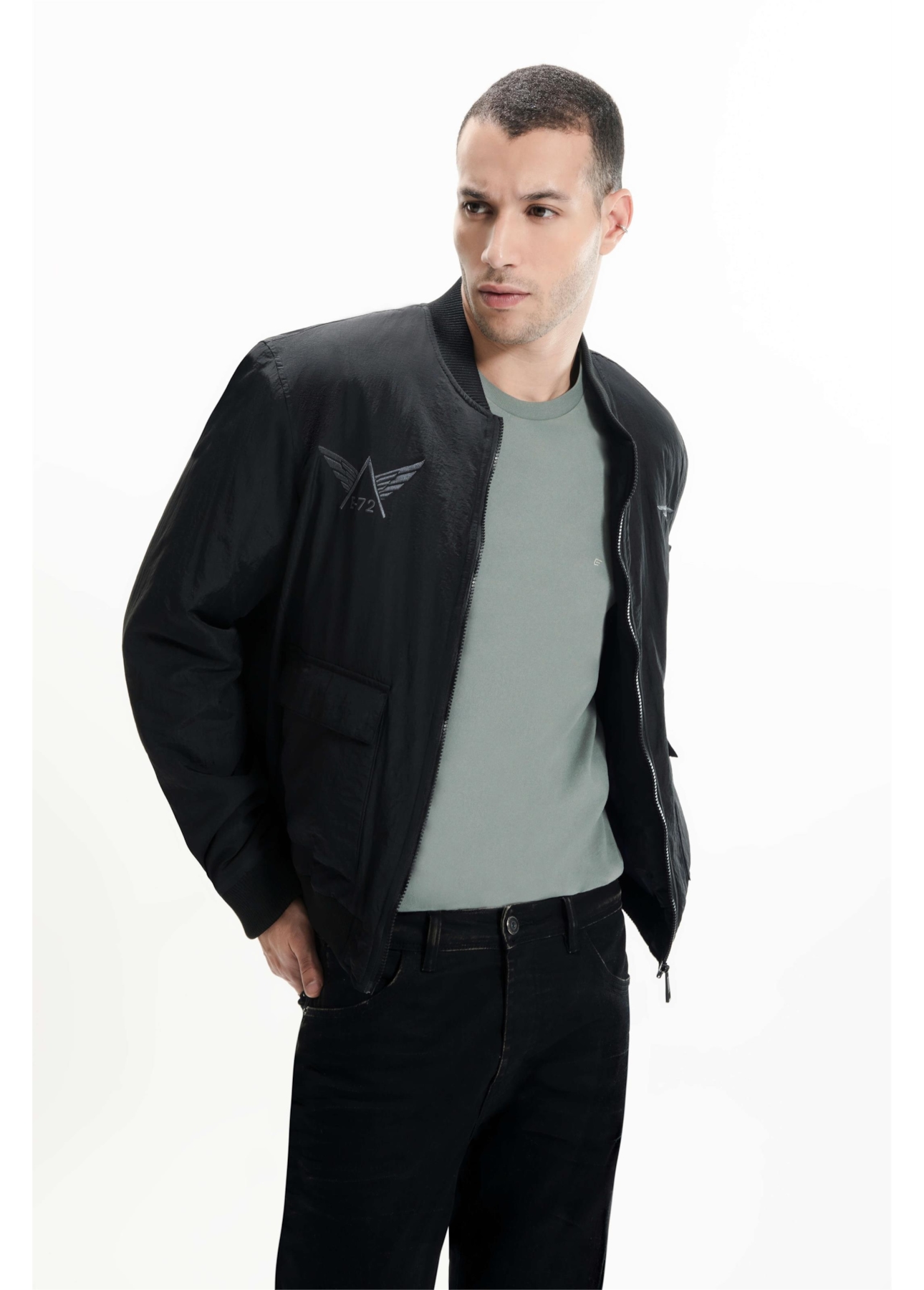 Jaqueta Bomber Ny Embroidery Preto