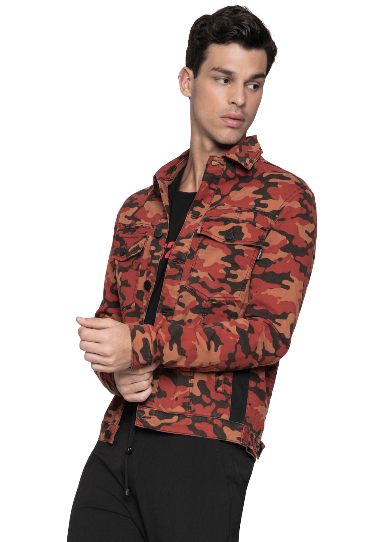 Jaqueta Camouflage Color Caramelo C/ Vermelho
