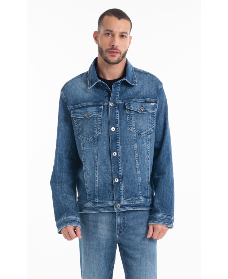 Jaqueta Classic Denim Elastic Basica e Asa Lav.Claro C/ Tie Dye