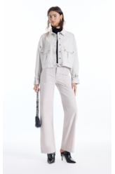 Jaqueta Color Twill Oversized Cropped Silver