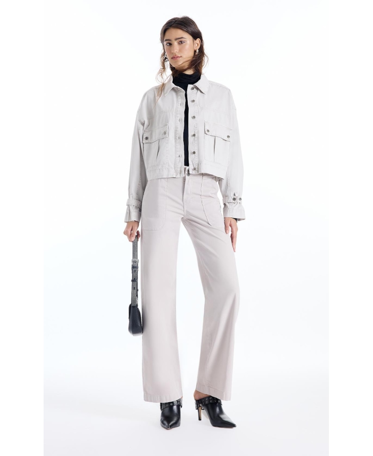 Jaqueta Color Twill Oversized Cropped Silver