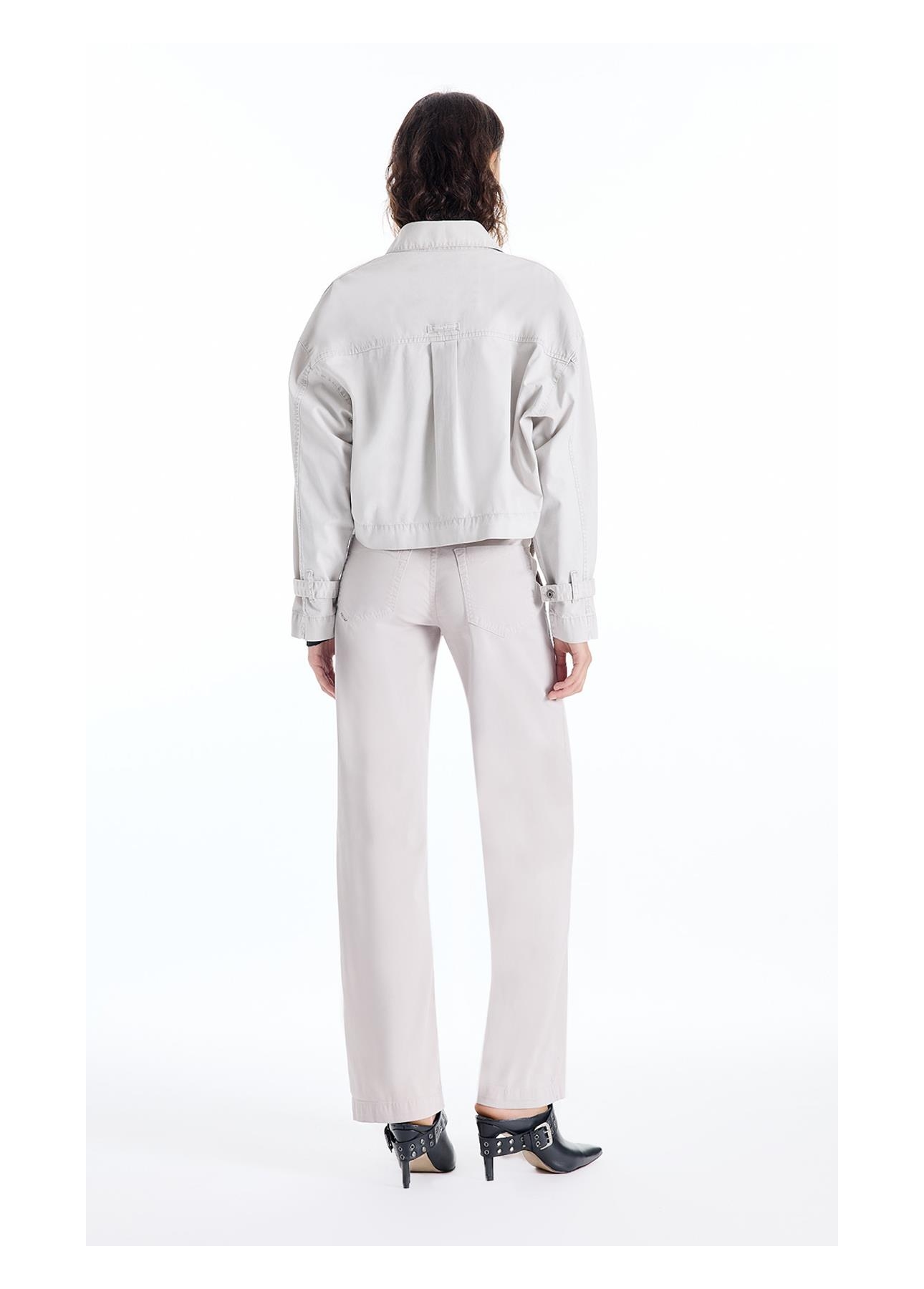 Jaqueta Color Twill Oversized Cropped Silver