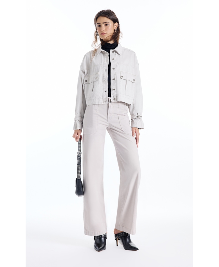 Jaqueta Color Twill Oversized Cropped Silver