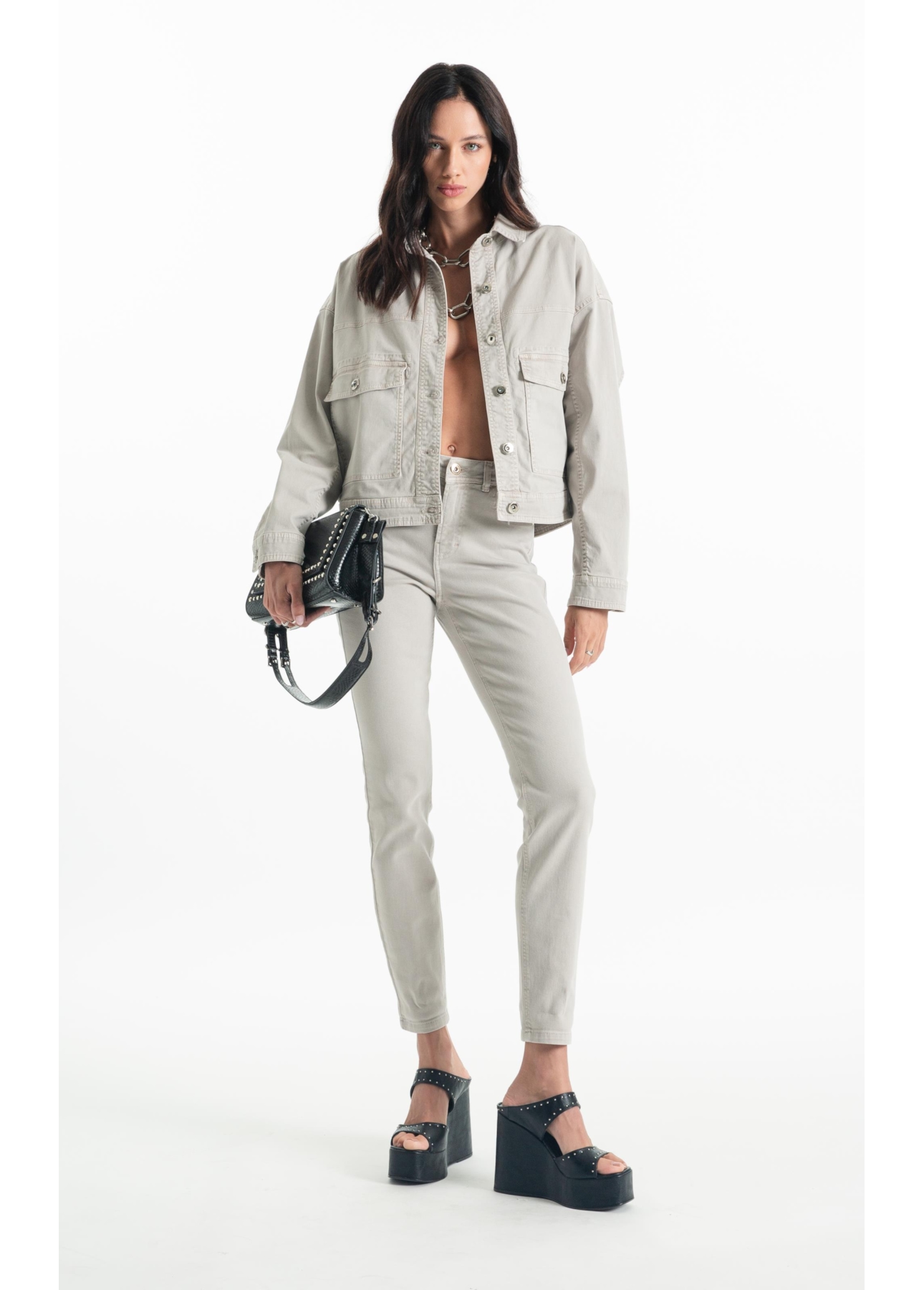 Jaqueta Color Twill Power Oversized Cargo Silver