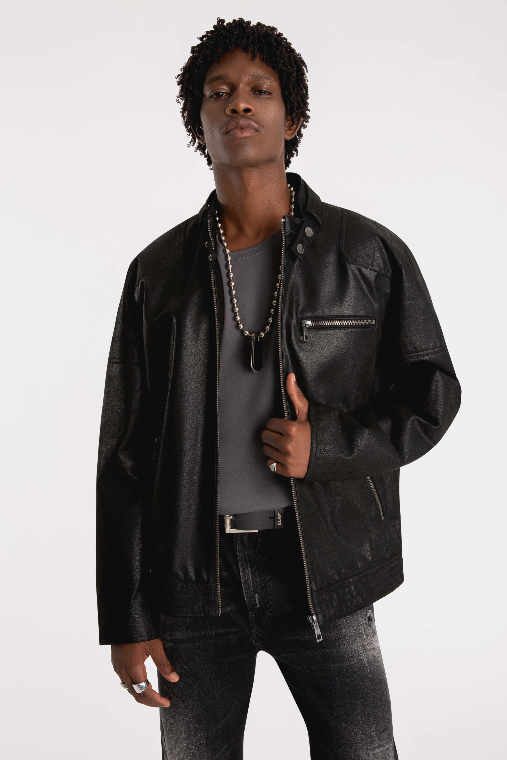 Jaqueta Couro Ace New Rider Preto