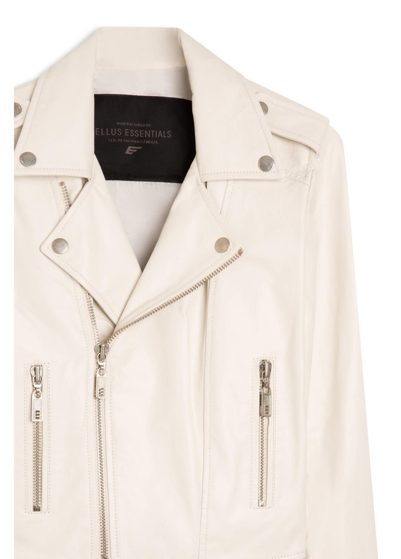 Jaqueta Couro Ellus Biker Off White