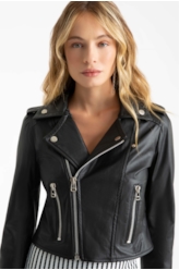 Jaqueta Couro Ellus Biker Preto