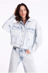 Jaqueta Denim Oversized 1813-Lav.Claro C/ Rebolo