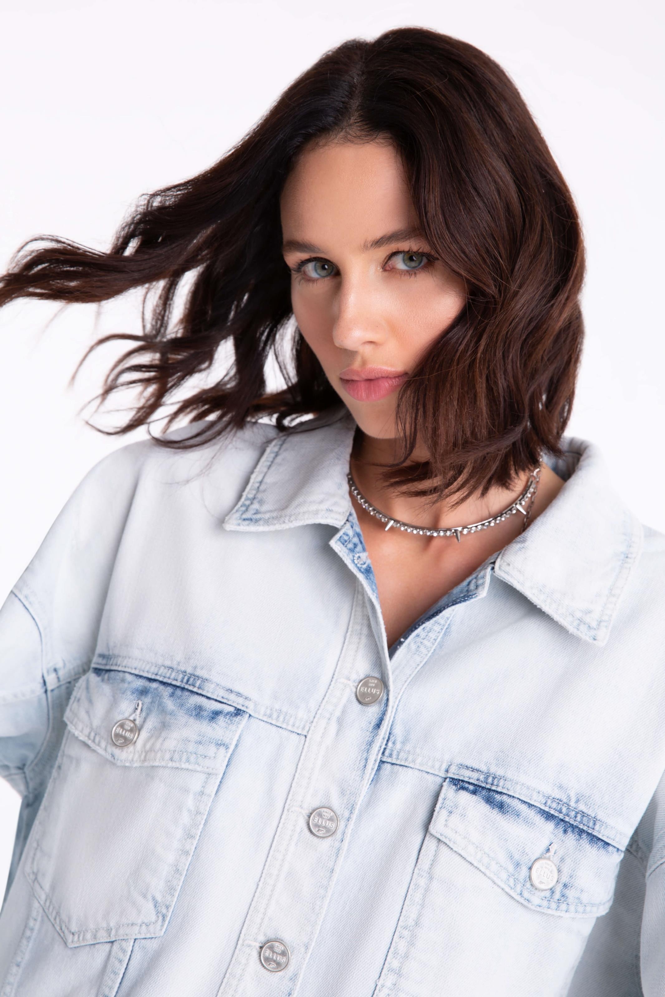 Jaqueta Denim Oversized 1813-Lav.Claro C/ Rebolo