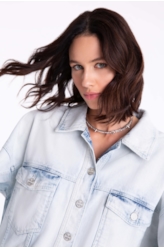 Jaqueta Denim Oversized 1813-Lav.Claro C/ Rebolo