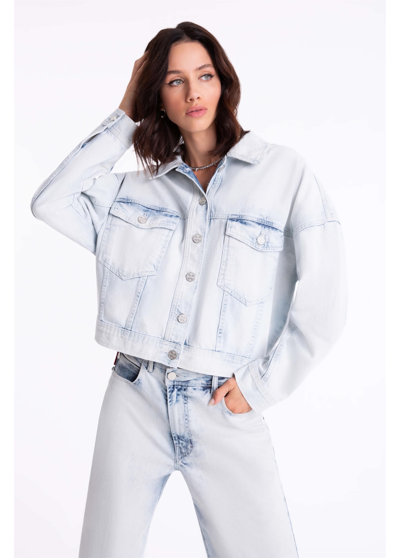 Jaqueta Denim Oversized 1813-Lav.Claro C/ Rebolo