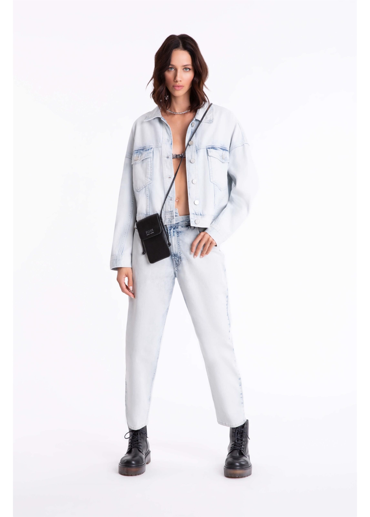 Jaqueta Denim Oversized 1813-Lav.Claro C/ Rebolo