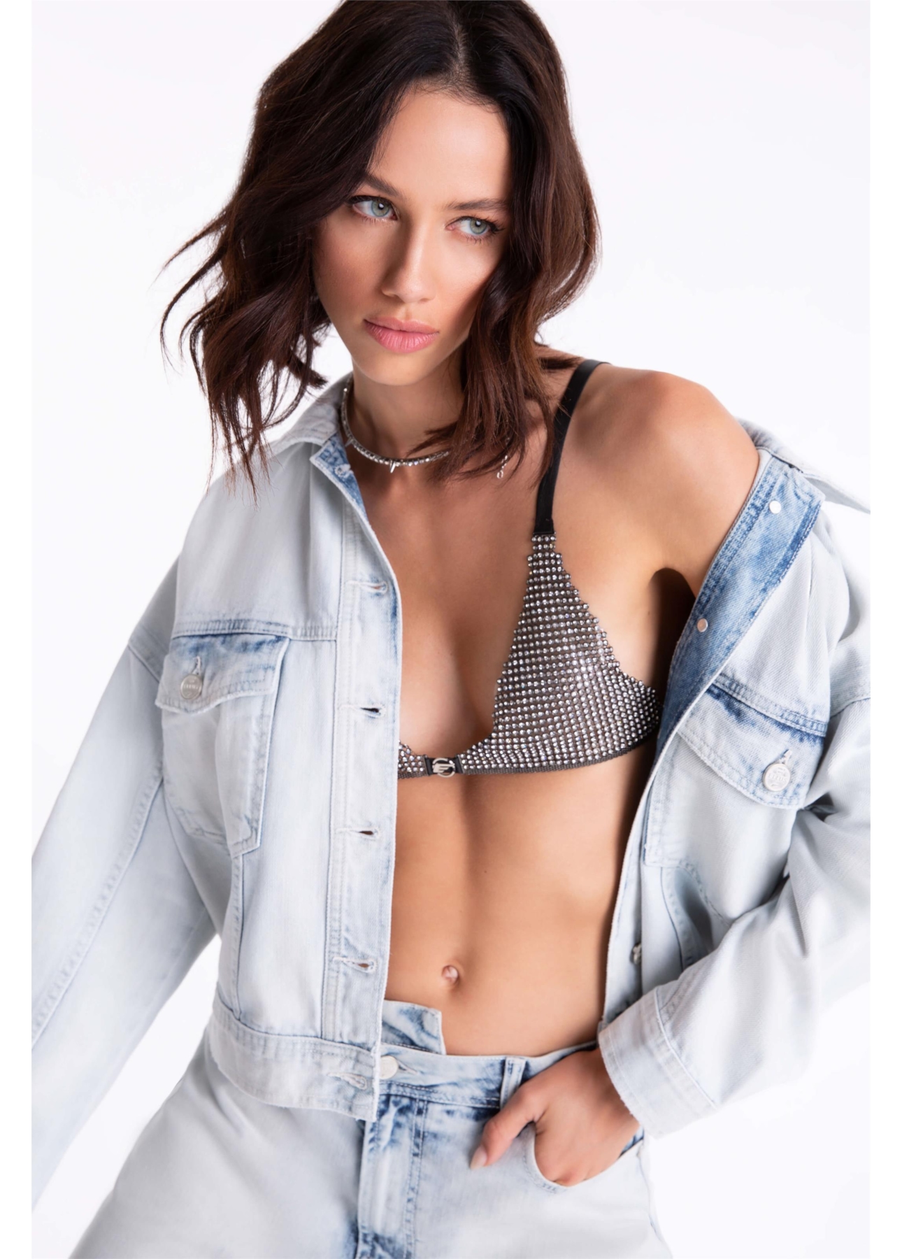 Jaqueta Denim Oversized 1813-Lav.Claro C/ Rebolo