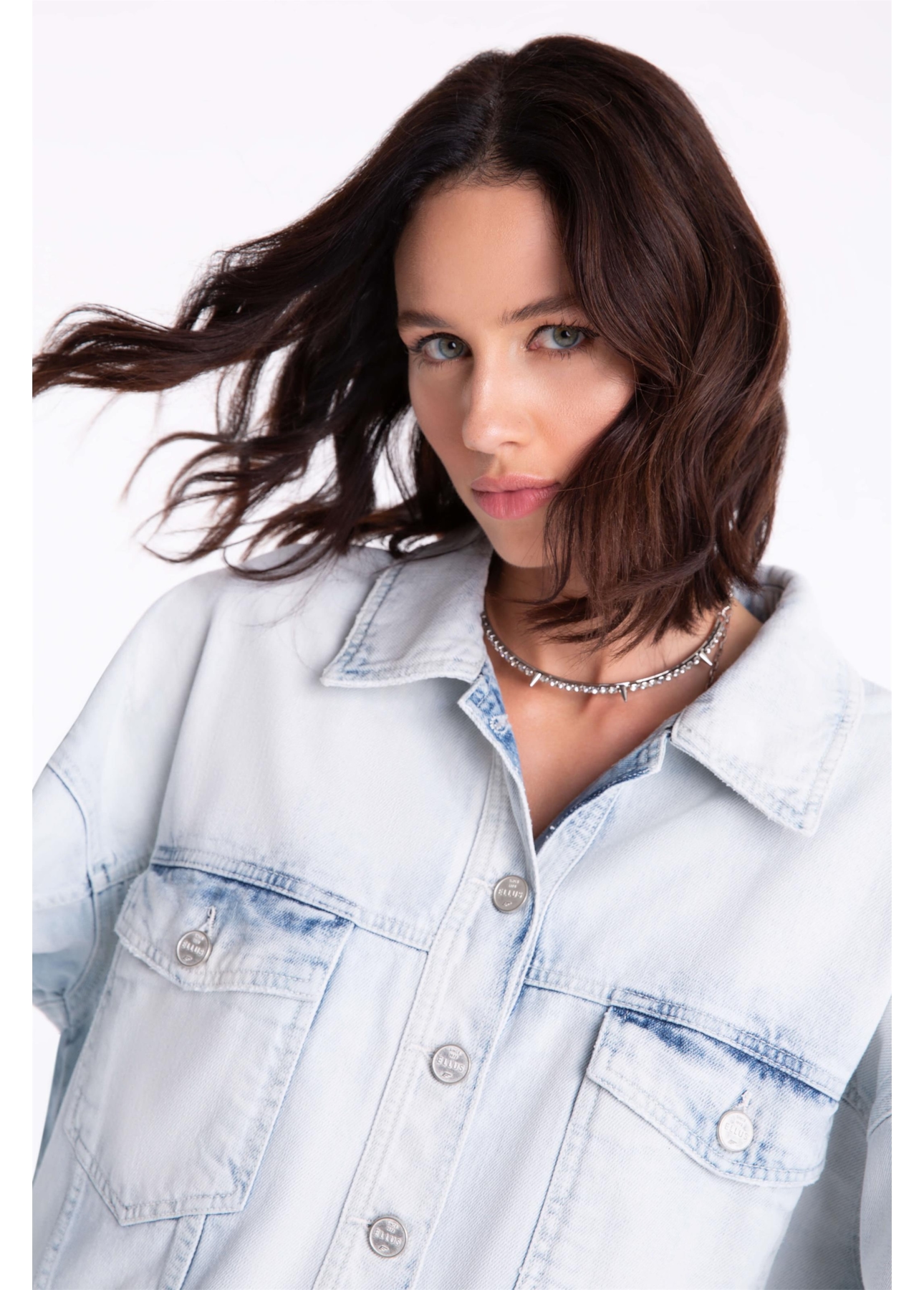 Jaqueta Denim Oversized 1813-Lav.Claro C/ Rebolo
