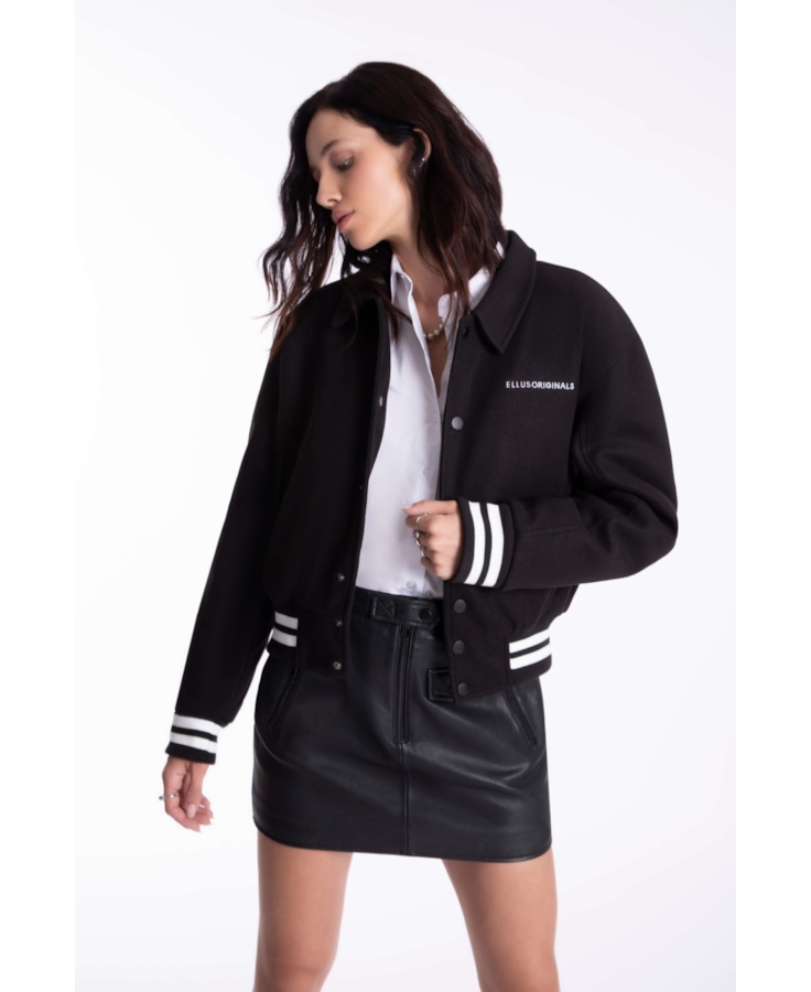 Jaqueta Golf Wool Like Contrast Preto