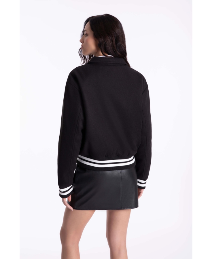 Jaqueta Golf Wool Like Contrast Preto