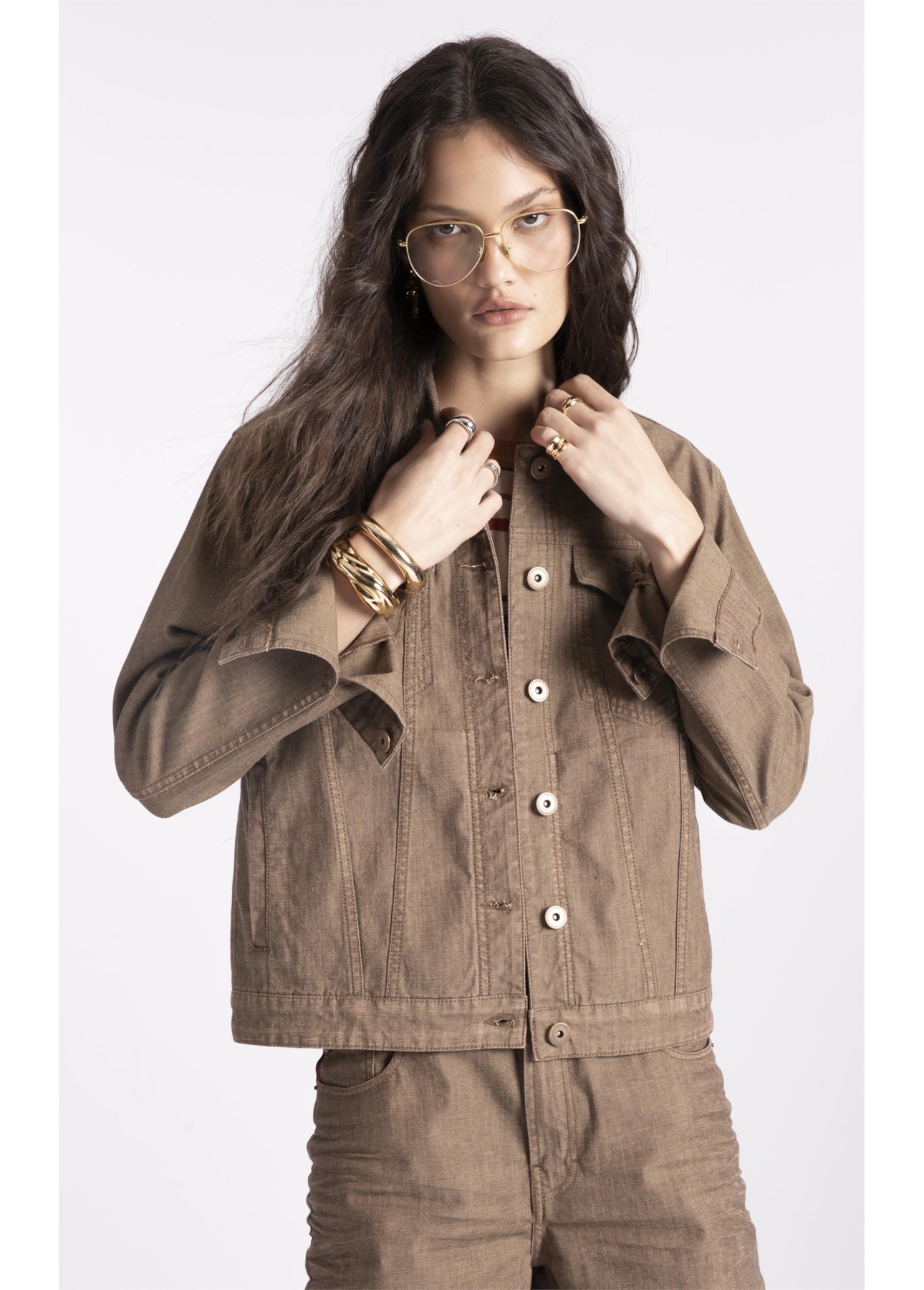 Jaqueta Jeans Brown Stretch Lav.Resinado S/3d