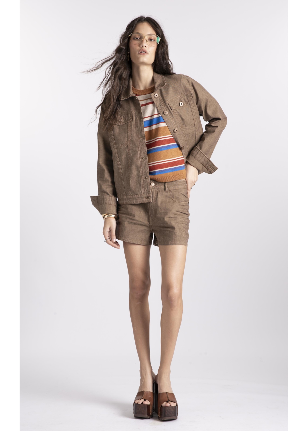 Jaqueta Jeans Brown Stretch Lav.Resinado S/3d