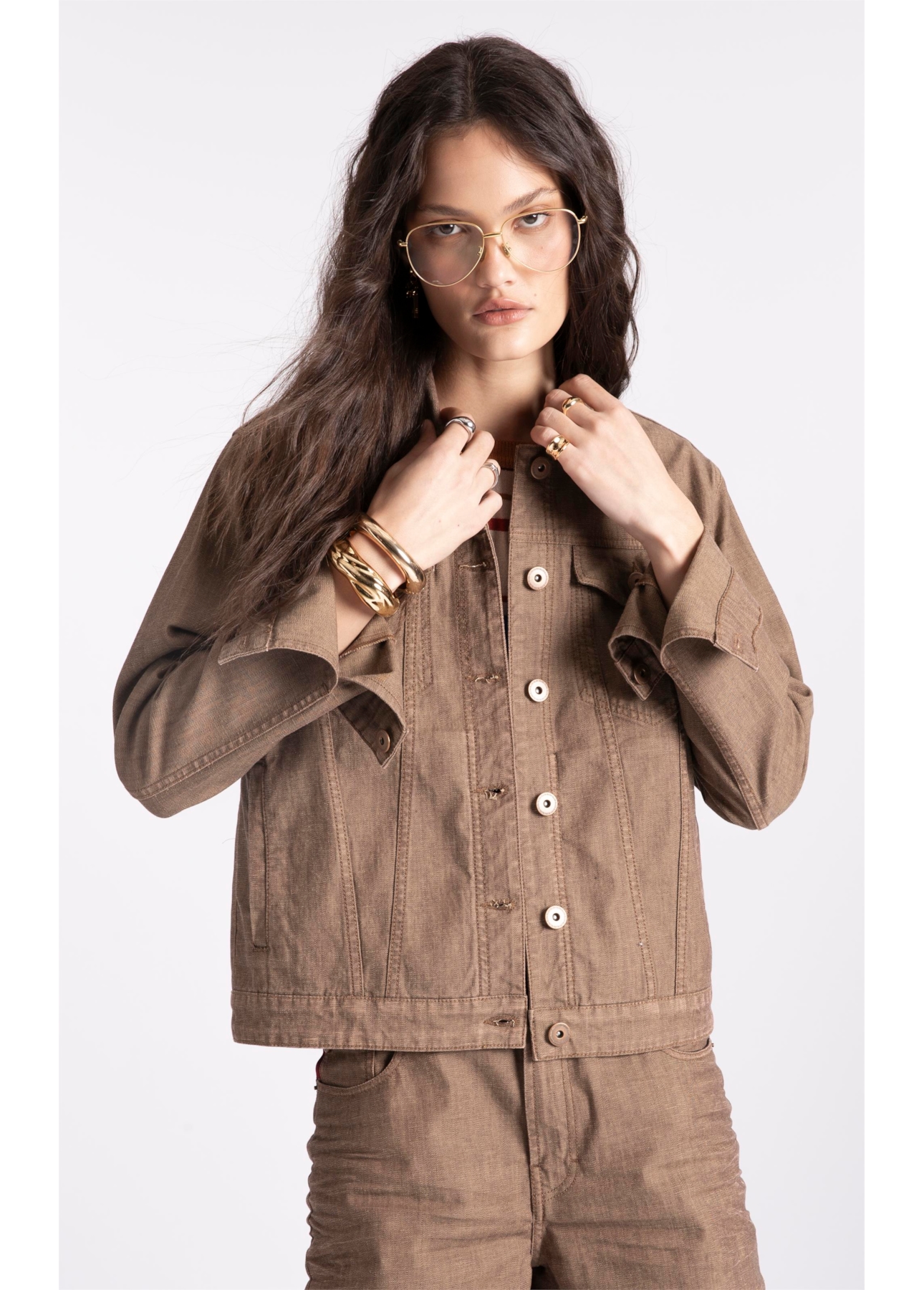 Jaqueta Jeans Brown Stretch Lav.Resinado S/3d