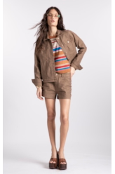 Jaqueta Jeans Brown Stretch Lav.Resinado S/3d