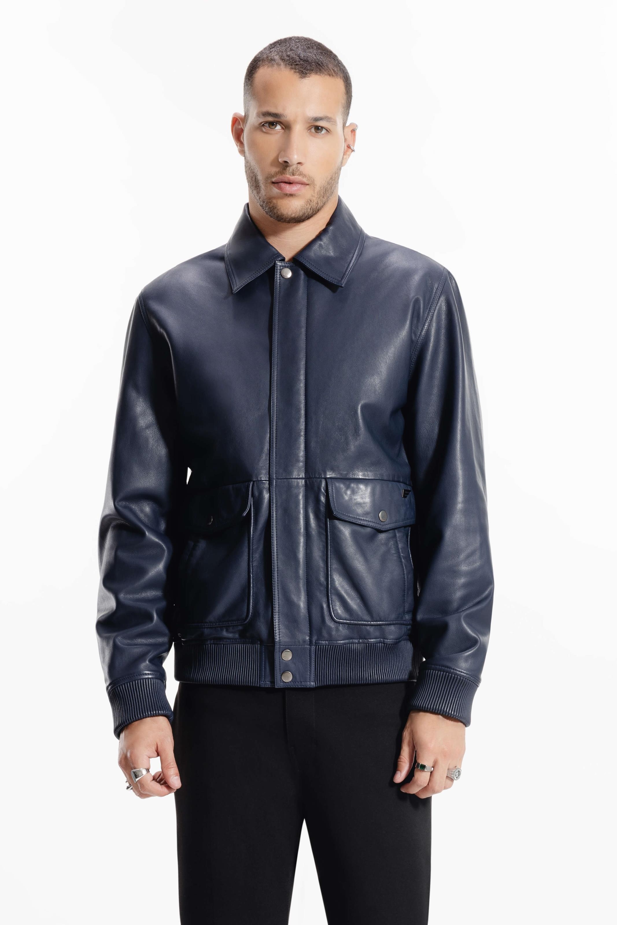 Jaqueta Leather Aviator Jack Purple Blue