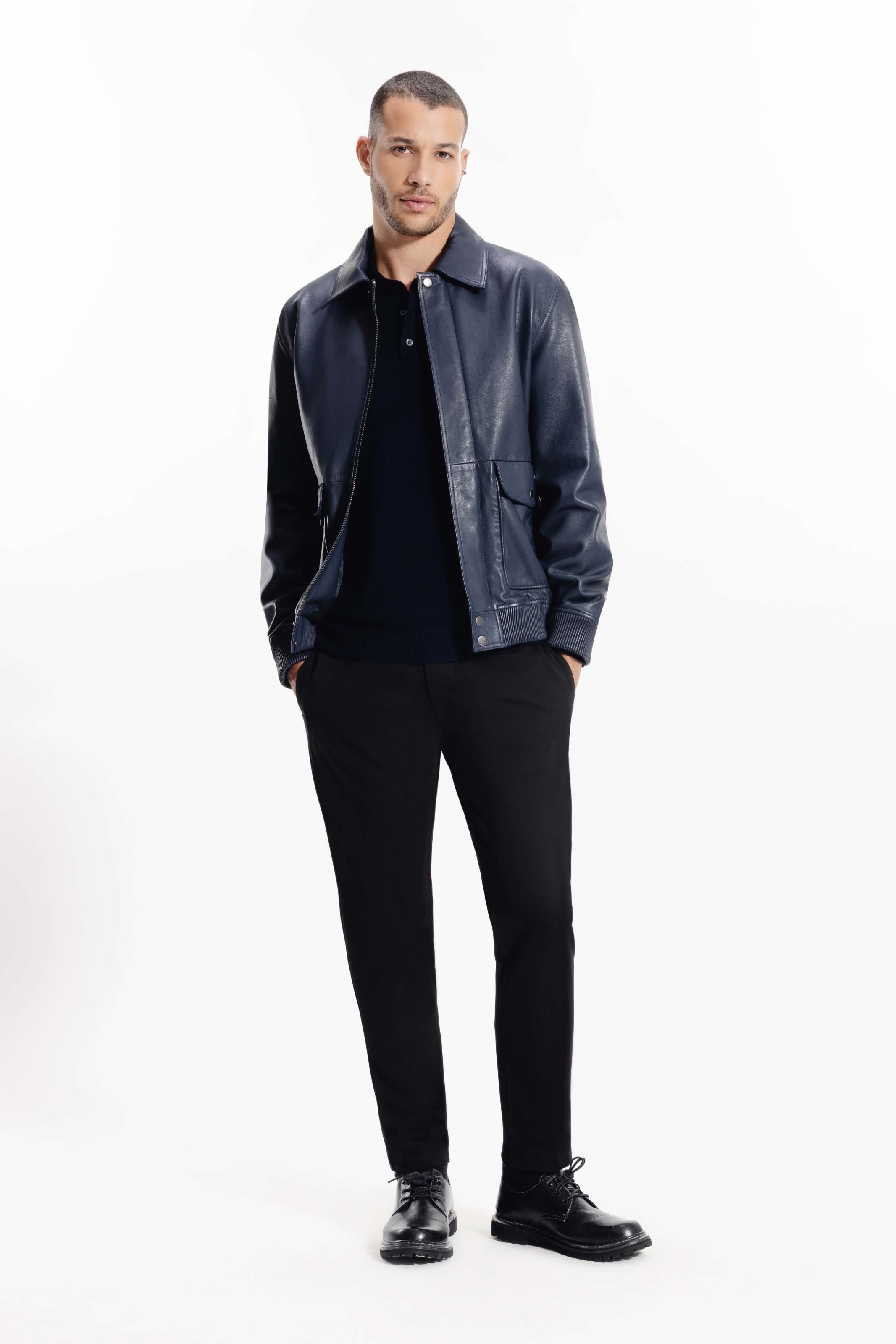 Jaqueta Leather Aviator Jack Purple Blue