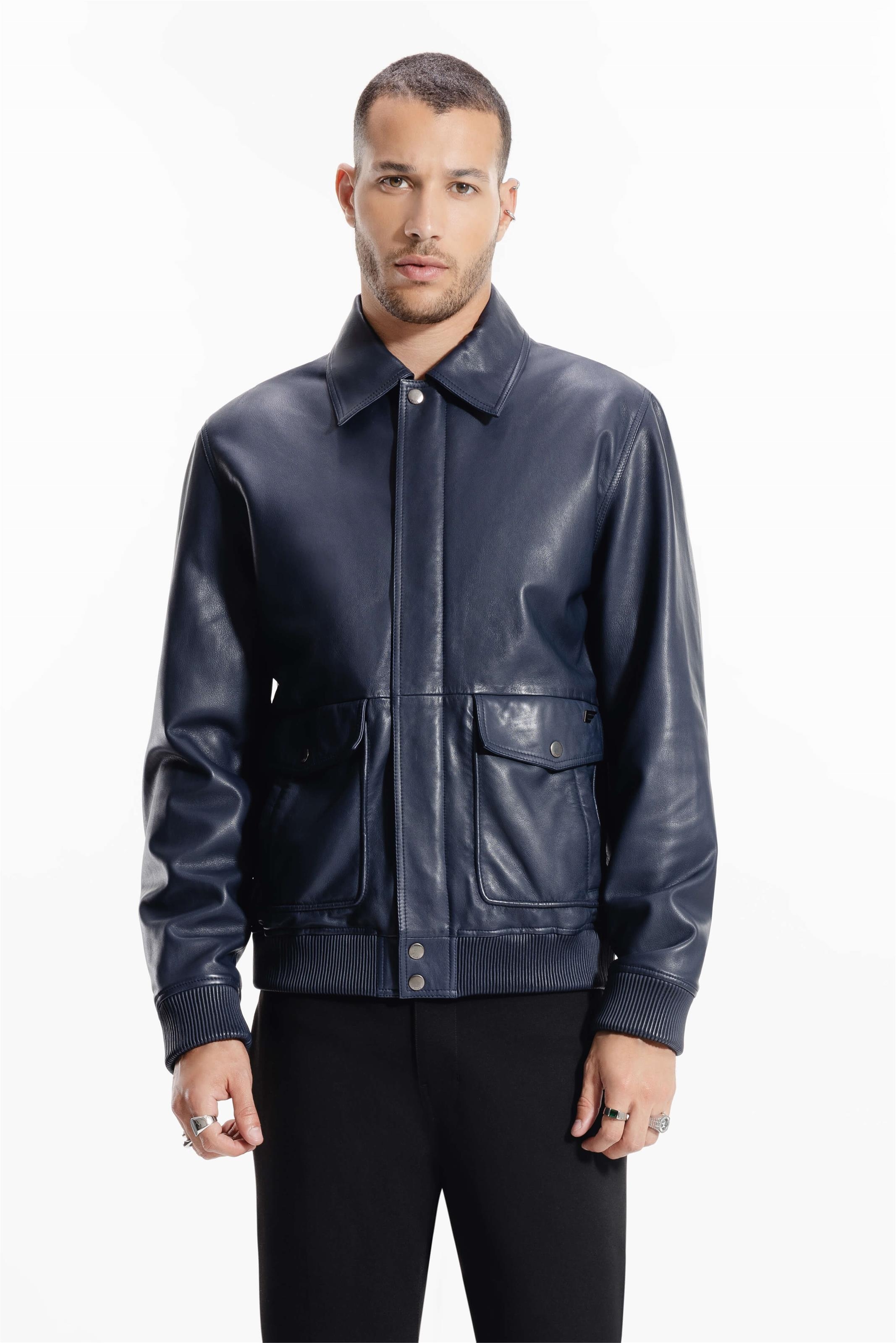 Jaqueta Leather Aviator Jack Purple Blue