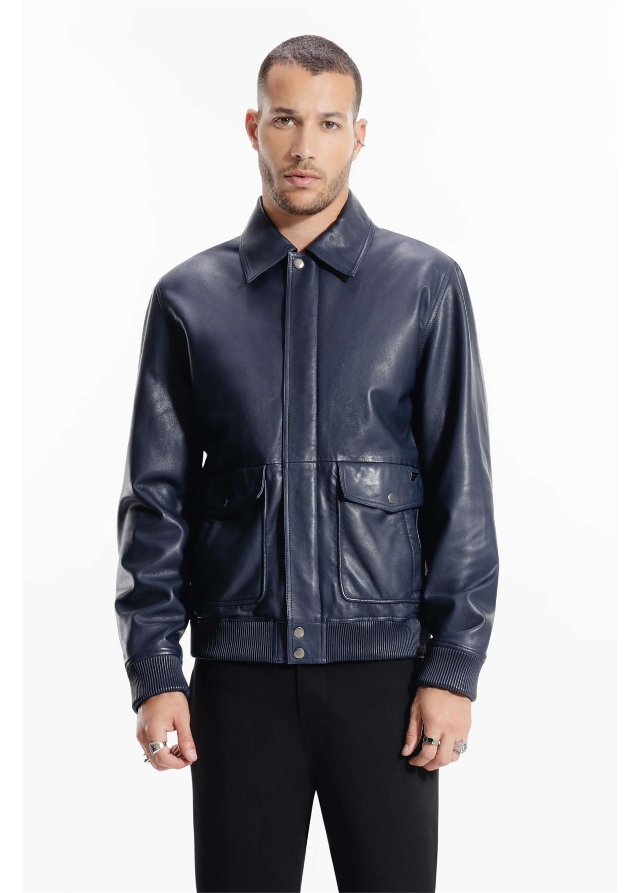 Jaqueta Leather Aviator Jack Purple Blue