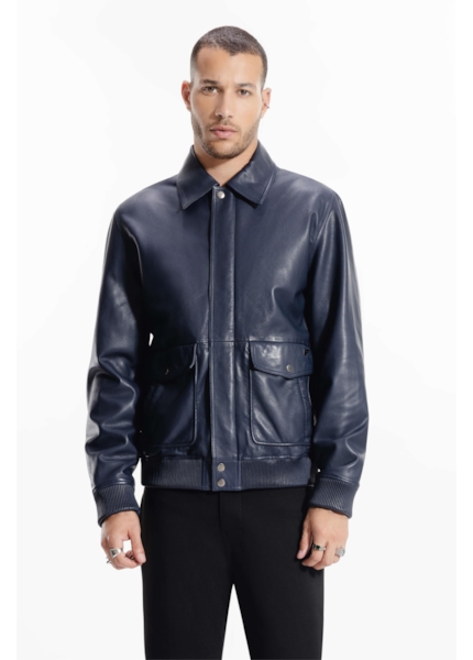 Jaqueta Leather Aviator Jack Purple Blue