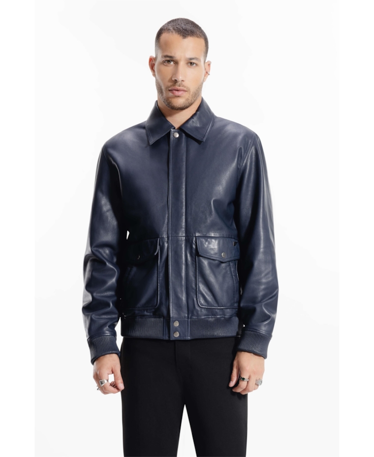 Jaqueta Leather Aviator Jack Purple Blue