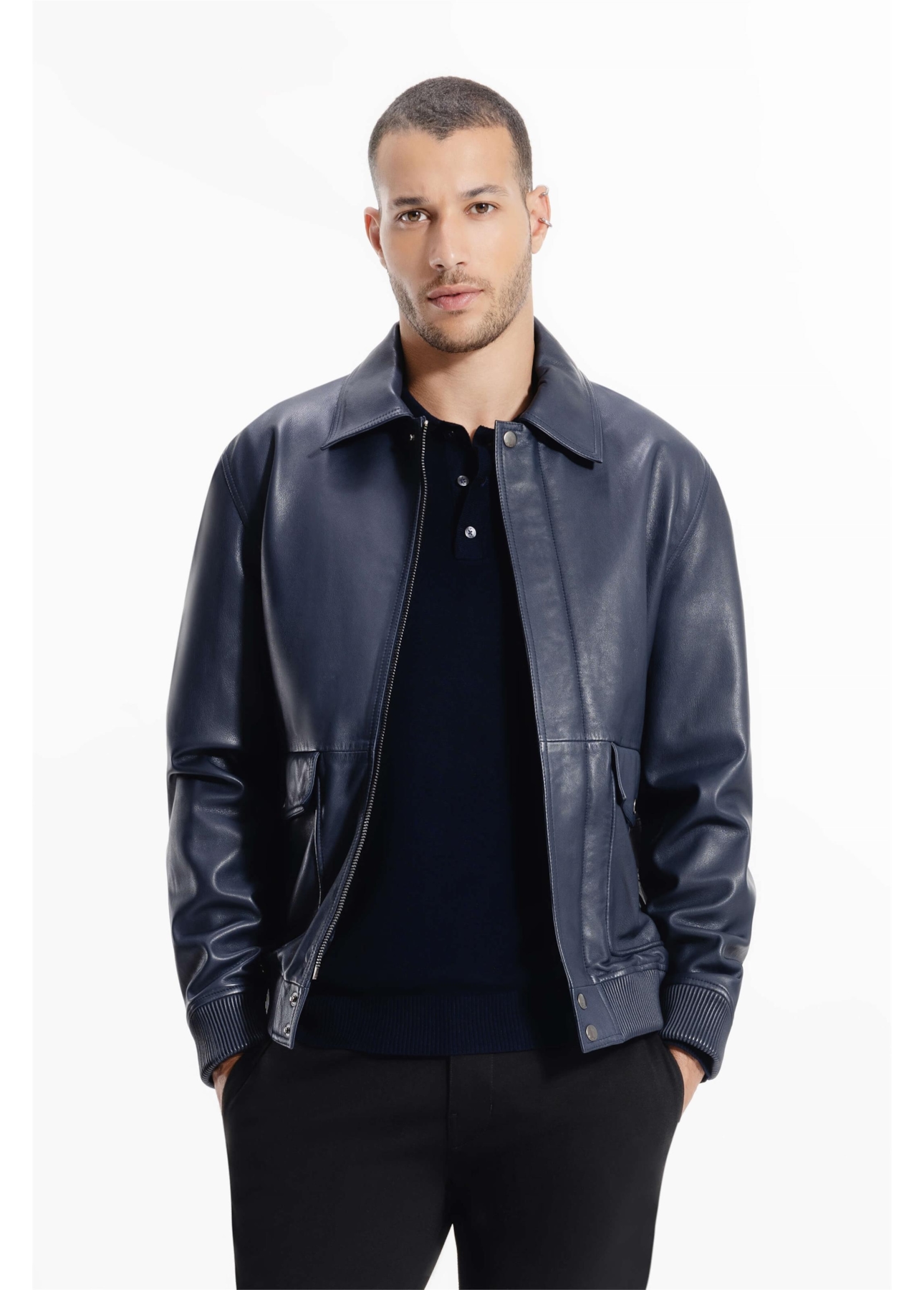 Jaqueta Leather Aviator Jack Purple Blue
