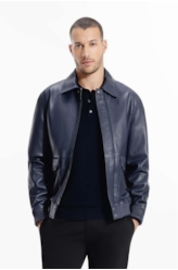 Jaqueta Leather Aviator Jack Purple Blue