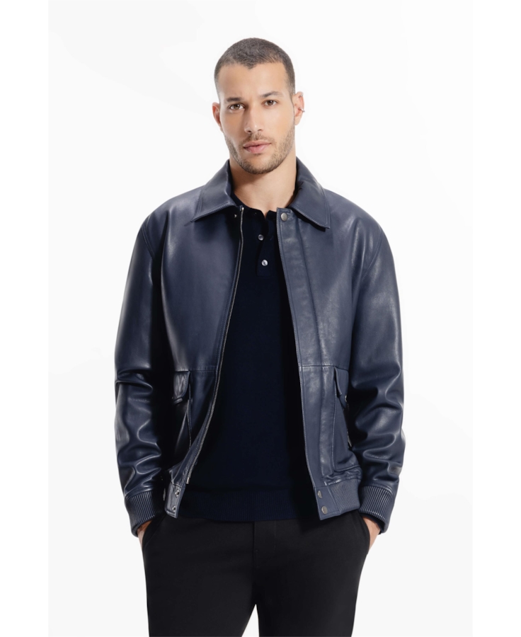 Jaqueta Leather Aviator Jack Purple Blue