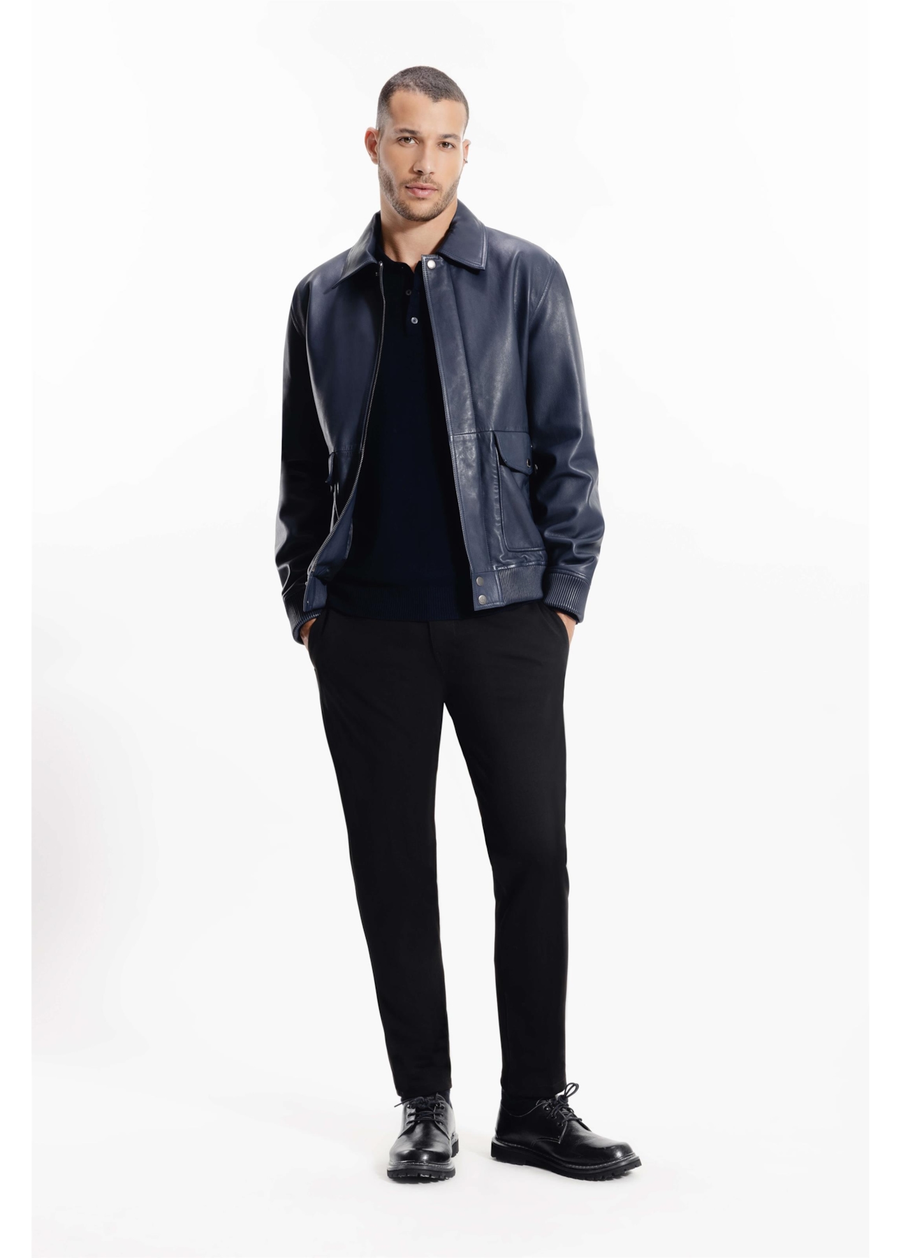 Jaqueta Leather Aviator Jack Purple Blue