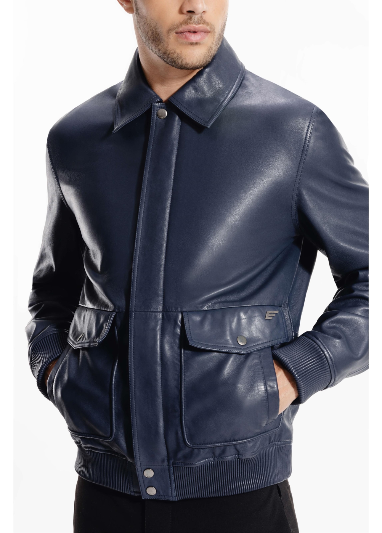 Jaqueta Leather Aviator Jack Purple Blue