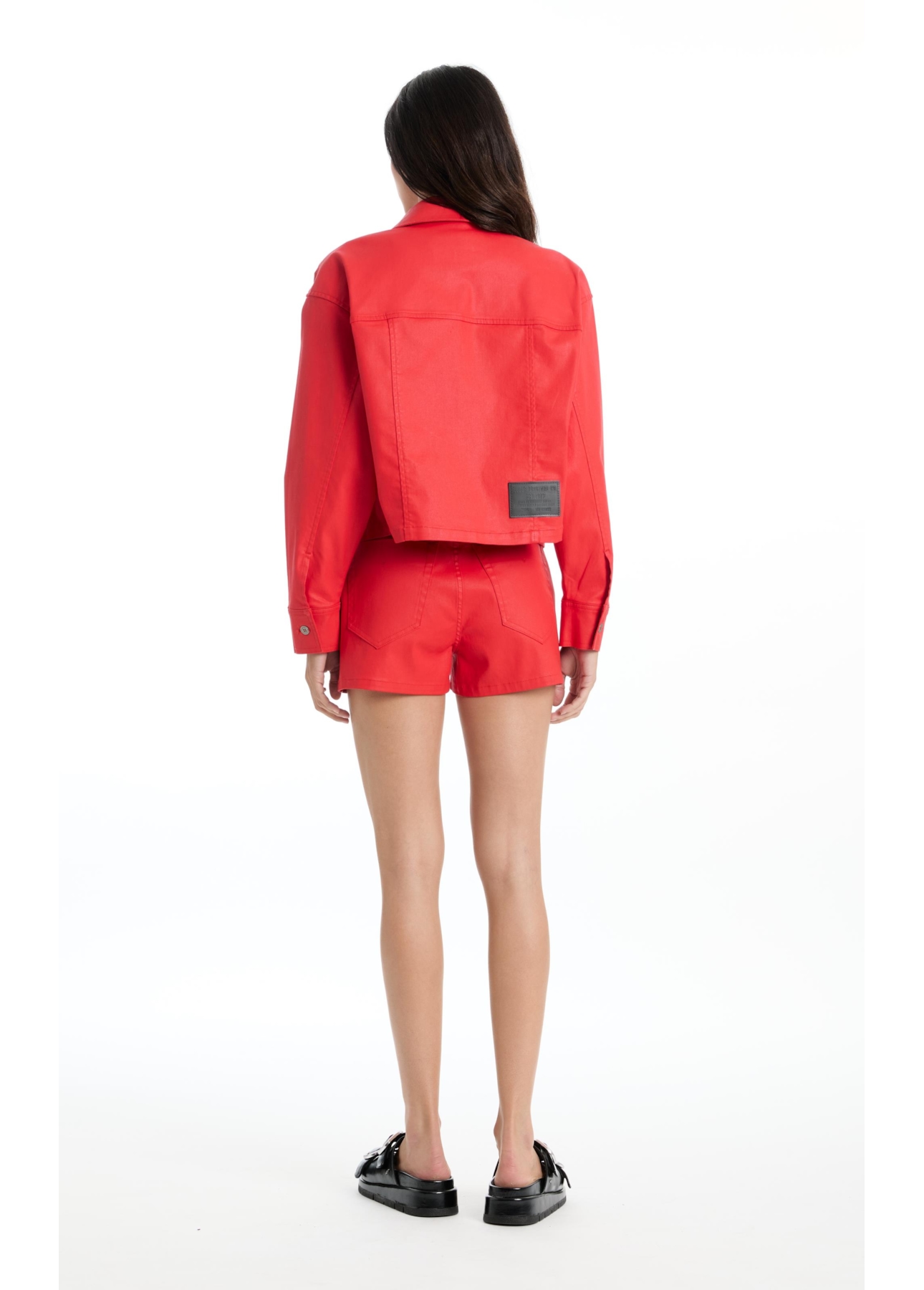 Jaqueta Leather Denim Folli Pocket Vermelho