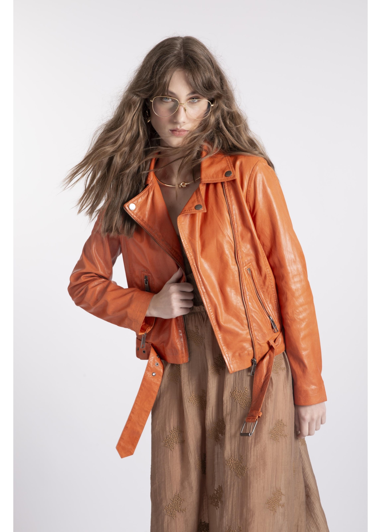 Jaqueta  Leather Perfecto Laranja