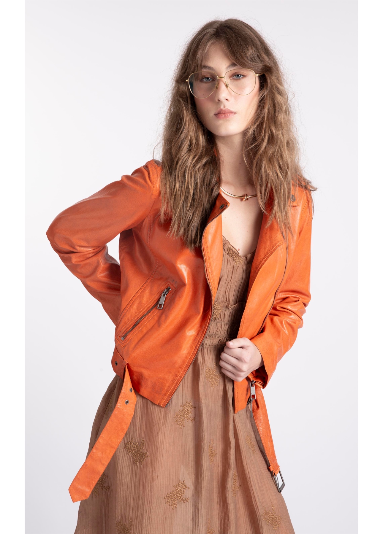 Jaqueta  Leather Perfecto Laranja