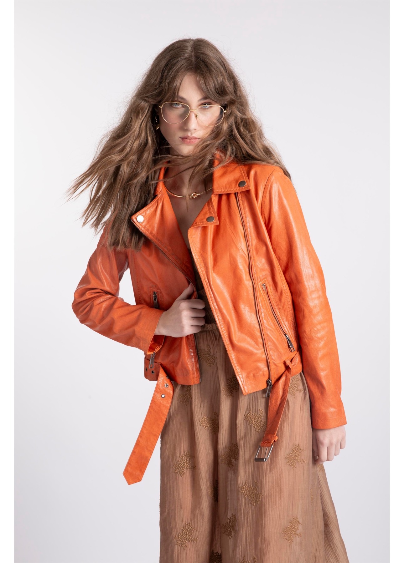 Jaqueta  Leather Perfecto Laranja