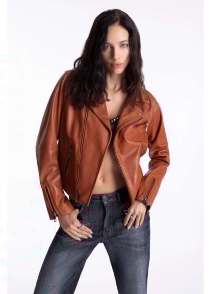 Jaqueta Leather Perfecto Signature Caramelo